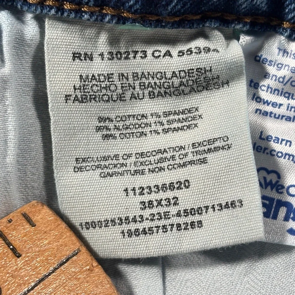 Wrangler Slim Straight Jeans Mens Blue Denim Size 38x32 Cowboy Western Rodeo vtg